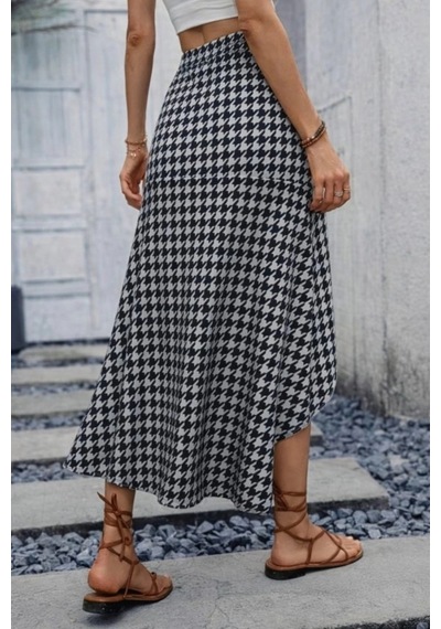 Butik İstanbul Kadın Yüksek Bel Çiçek Desenli Önü Asimetrik Detaylı Uzun Süprem Etek
