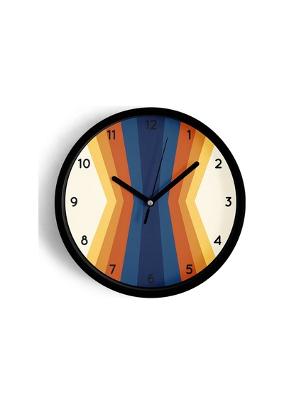 Soyut - Geometrik Temalı Modern Duvar Saati - 30cm - Önü Camlı Siyah Kasa - Sessiz Mekanizma-jh0269 Siyah