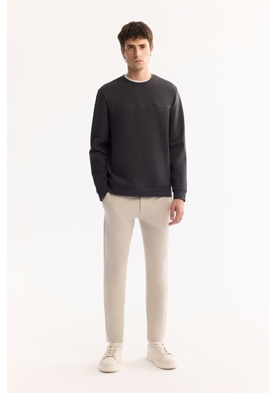 Avva Erkek Antrasit Bisiklet Yaka Pamuklu Bi-stretch Baskılı Regular Fit Sweatshirt A52y1325