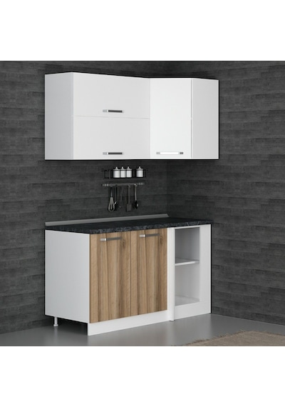 Minar 150cm Köşe Mutfak Dolabı - Beyaz/dore K150-d2