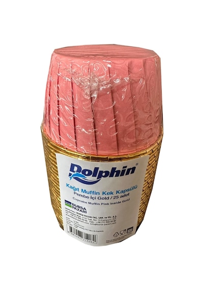 Dolphin Muffin Kağıt Karton Altın Pembe Cupcake Kek Kalıbı Kapsülü Kabı - 25 Adetlik 10 Paket