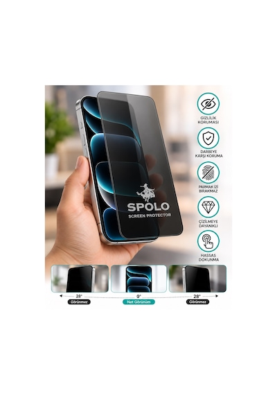 Spolo İphone 17 Ekran Koruyucu Large Arc 500cc Full Hd Oval Kenarlı Darbe Ve Çizilme Koruyucu Cam