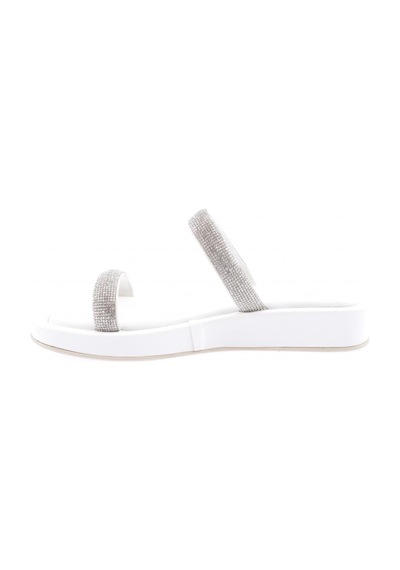 Dgn 009 Kadin Silver Taşli Bantli Terlik 009-2297-R0198 Beyaz