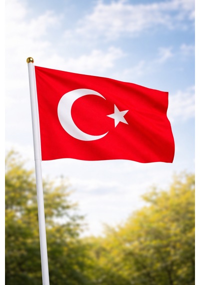 30x45 Cm Plastik Sopalı Alpaka Bez Türk Bayrağı Dayanıklı Kumaş,1 Adet El Bayrağı Tek Ebat