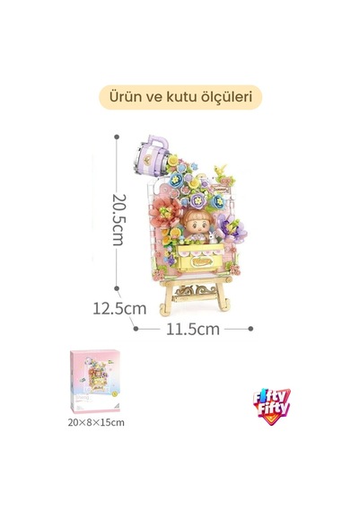 Loz Creative Serisi Ledli Yaz Çiçeklenmesi Şövale Figürü 781 Parça Blok Oyuncak Dekoratif Yapım Seti-1301