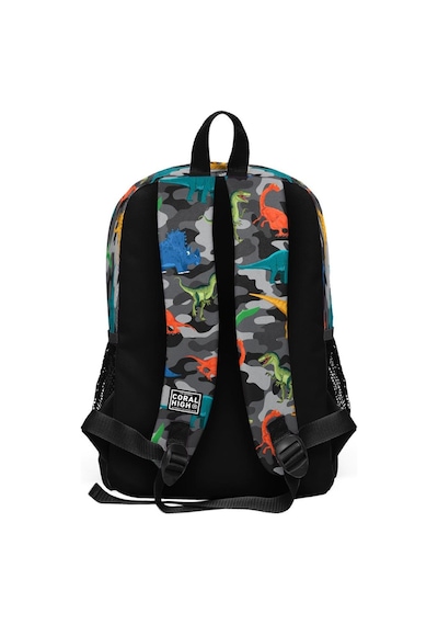 Coral High Kids Koyu Gri Siyah Kamuflaj Dinazor Desenli 3 Lü Okul Çanta Seti Set0123474
