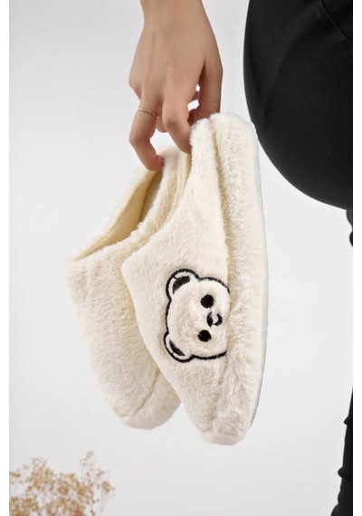 Kışlık Peluş Ayıcık Desenli Sessiz Ortopedik Taban Çeyiz Misafir Ev Terliği Set Krem Kışlık Peluş Ayıcık Desenli Sessiz Ortopedik Taban Çeyiz Misafir Ev Terliği Set Krem