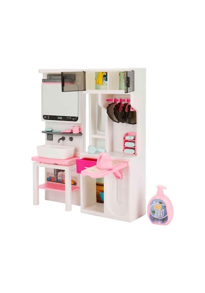 2'li Lavabo Ve Ütü Odam 15 Parça Aksesuarlı Kapakları Açılabilir Dolaplı Eğitici Evcilik Oyun Seti