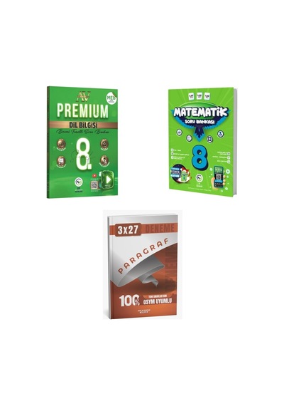 2027 Av 8. Sınıf Türkçe Dil Bilgisi Premium Beceri Temelli + Matematik Soru + Anla Kazan Paragraf Deneme 3'lü Set