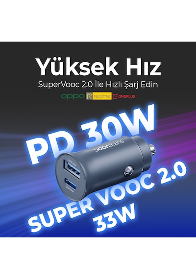 Bix 33w Type-c Pd Ve Usb-a Çift Portlu Araç İçi Hızlı Şarj Cihazı