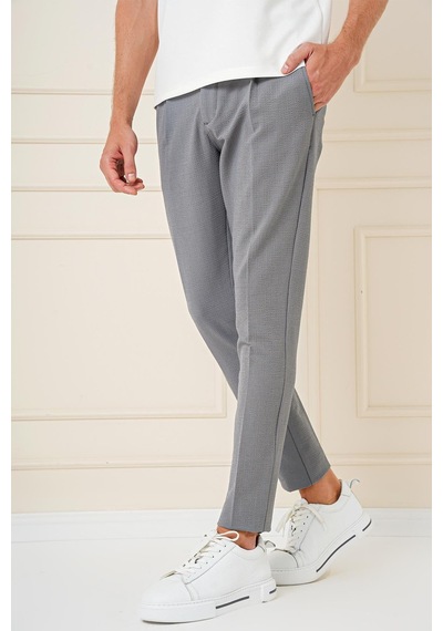 Efor Comfort Fit Gofre Kumaş Pileli Pamuk Casual Gri Pantolon P 1148 Gri