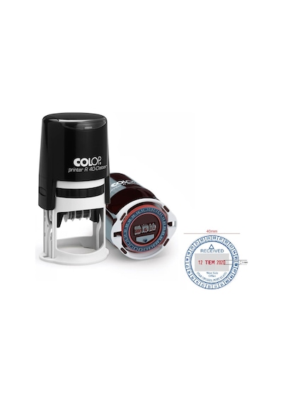 Colop R40 Tarih Kaşe Tr/24 Saat Siyah Kasa Kırmızı Keçe - 40 MM