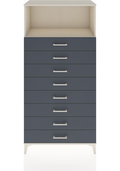 Hyperion Dolap Tek Raflı 8 Çekmeceli 88x44x182 Aytaşı-antrasit Aytaşı