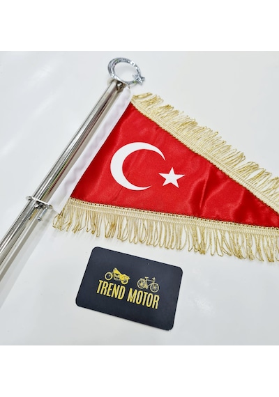 Motosiklet Makam Bayrağı Flama - Ay Yıldız Altın Püskül