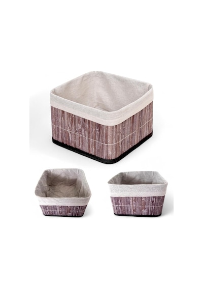 Bambu Çok Amaçlı Saklama Kutusu Düzenleyici Kare Organizer, Dekoratif Bambu Düzenleyici Gri 20x20x13cm Diğer