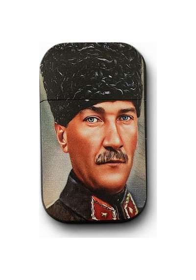 Kalpaklı Atatürk Portresi Ve Türk Bayrağı Baskılı Lüks Metal Çakmak - Milli Seri Çok Renk