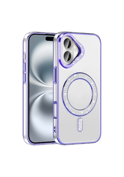 Nihcase Apple Uyumlu iPhone 16 Plus Kılıf Karetta Diamod Taş Desenli Magsafeli Kapak