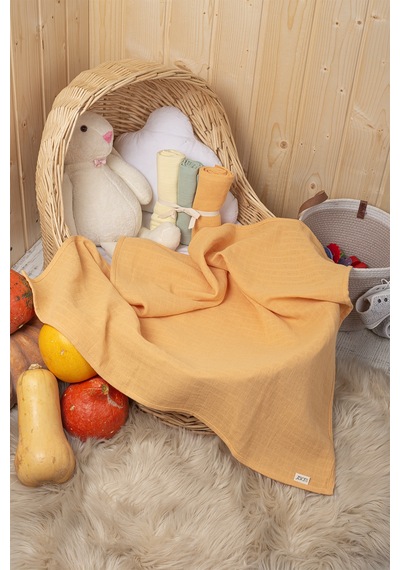 3'lü Çok Amaçlı Müslin Bez, Örtü, Battaniye Seti Unisex Renkli %100 Pamuk - 75x75 Cm
