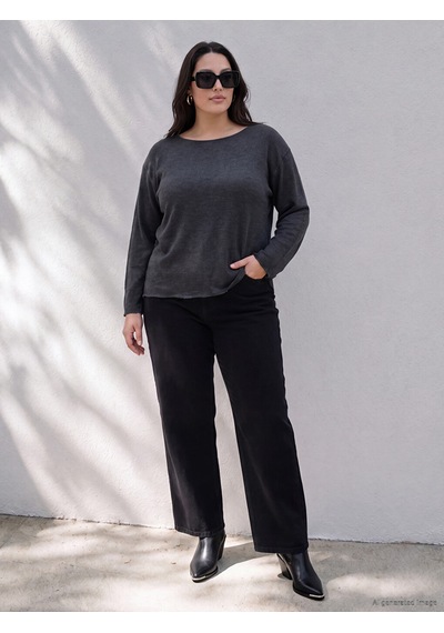 Lcw Curve Siyah Büyük Beden Straight Fit Kadın Jean Pantolon