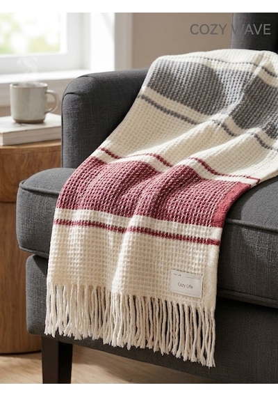 Livoras Home Dinarsu Cozy Life Pamuklu Tv Battaniyesi 130 X 170cm Vera Bordo