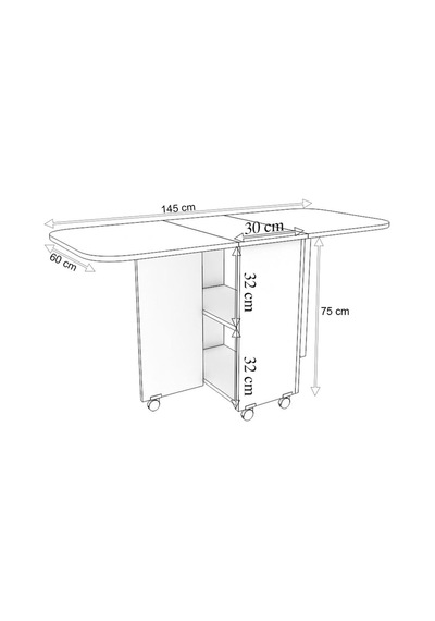 Açılır Katlanır Yemek Masası Oval Masa Mdf Beyaz