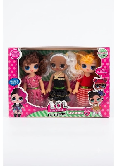 Lol Lil Sisters 3'lü Bebek Seti Kız Çocuk Sevimli Oyuncak Bebek Seti