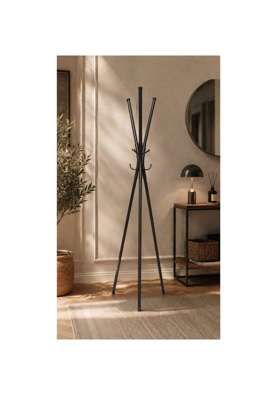Lavons Metal Ayaklı Askılık Elbise Askısı Portmanto Askılık Siyah Ask-01-s