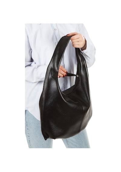 Adelina Bags Siyah Salaş Büyük Boy Yumuşak Dokulu Shopper Kol Ve Omuz Çantası Siyah