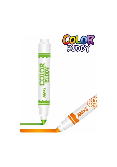 Amos Color Buddy - 10 Renk Keçeli Kalem Yıkanabilir