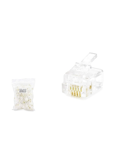 Rj11 Konnektör 4pın Telefon 100lü Paket Şeffaf Hdx5059 Evimdeyokyok