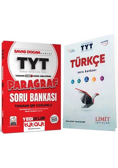 Limit Tyt Türkçe Ve Yediiklim Savaş Doğan Serisi Paragraf Soru Bankası Seti 2 Kitap