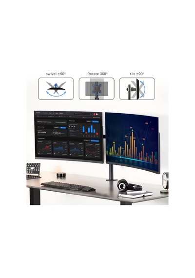 14-32 İnç Düz Kavisli Ekranlar İçin Çift Kol Monitör Standı Ayarlanabilir Yükseklik Eğim Lcd Led Tv - 789515238