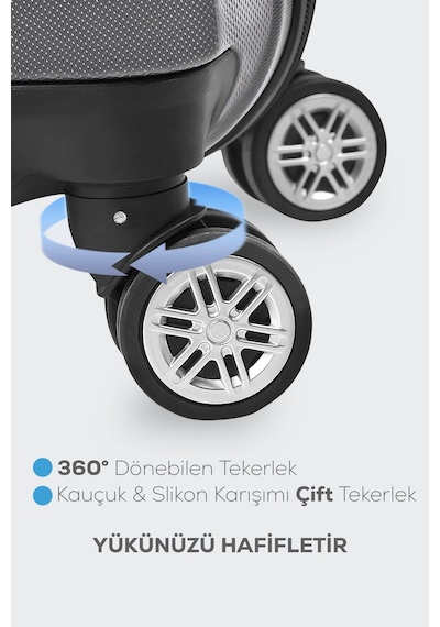 Polo&Sky Spring Model Füme Renk Büyük Boy Valiz Bavul Füme