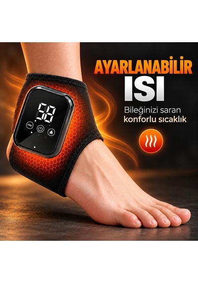 Valkyrie Isıtmalı Titreşimli Ayak Bileği Masaj Aleti Şarjlı 3 Isı 3 Titreşim Modlu Dijital Siyah