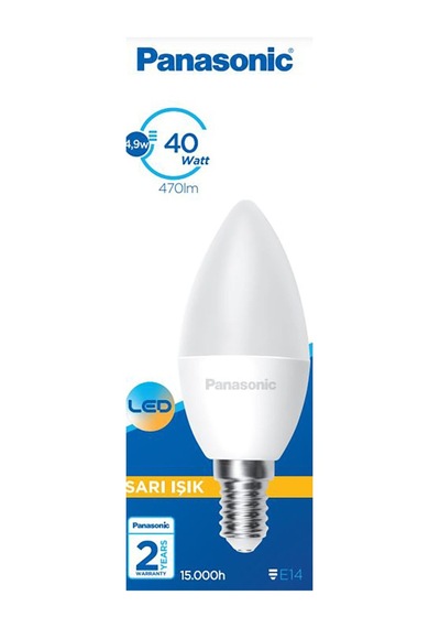 Panasonic E14 Led Lamba 4.9w 470 Lm 2700k Sarı Işık - 8 Adet Tarı