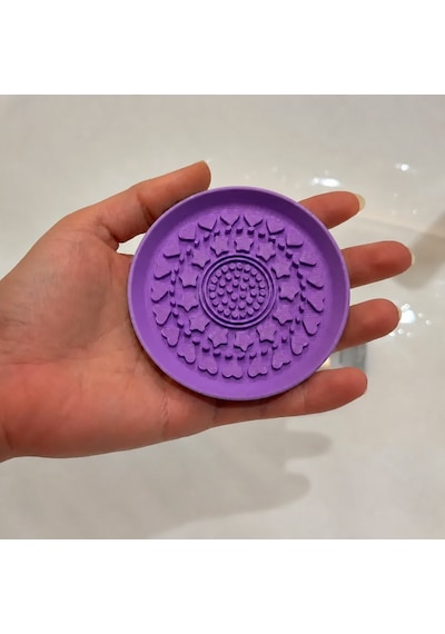3d Baskı Makyaj Fırçası Temizleme Pedi - Desenli Aparat-mor