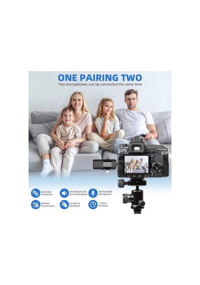 2 Li Kablosuz Yaka Mikrofonu İos, Android, Kamera, Usb-c , Video Kaydı, Vloglama, Youtube Uyumlu