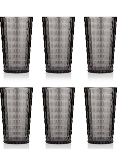 Akrilik Füme 6'Lı Uzun Bardak & Su Meşrubat Bardağı 750 Ml ( Büyük Boy Cam Değildir )