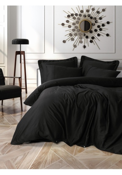 Cotton Box Silky Saten King Size Nevresim Takımı Siyah Siyah