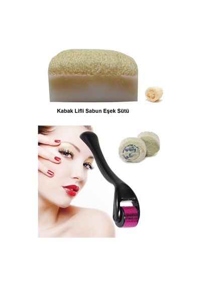 3'lü Kabak Lifli Eşek Sütlü Peeling Cilt Bakım Yenileme Titanyum Dermaroller Leke,akne Ruşur Taşı