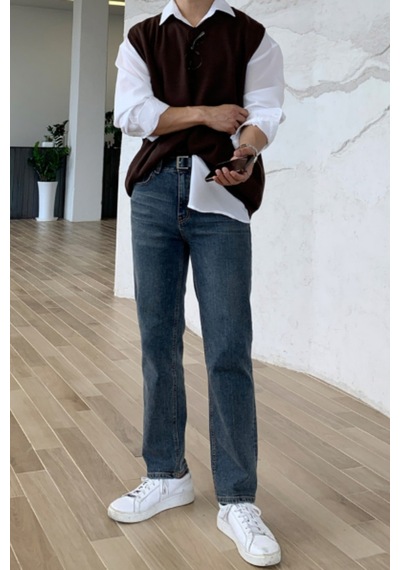 Erkek V Yaka Oversize Süveter Kahverengi