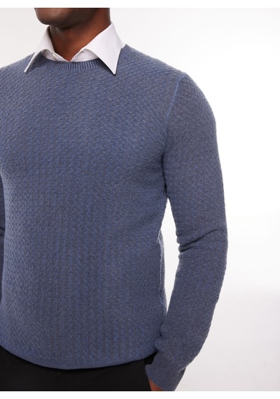 At.p.co Bisiklet Yaka Slim Fit Koyu Mavi Erkek Kazak A274s37cold-