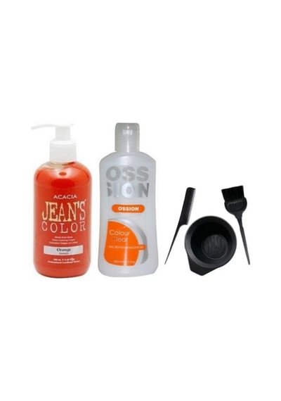 Jeans Color Saç Boyası Turuncu 250ml Ve Boya Temizleyici Ve Fluweel Boya Seti