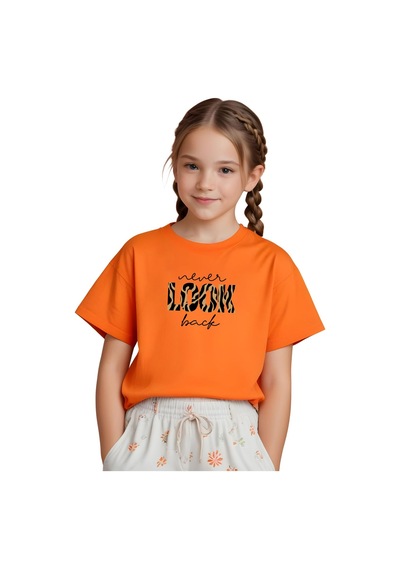 Fyk Kids Kız Çocuk Look Baskılı Tişört Turuncu