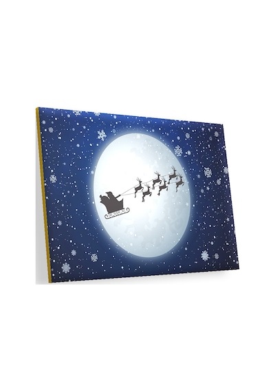Cakasepetim Dolunay Geyikler Kar Taneleri Ve Noel Baba Ahşap Mdf Tablo