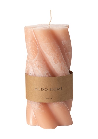 Mudo Home Burgulu Sütun Mum Ekru 7x15 Diğer