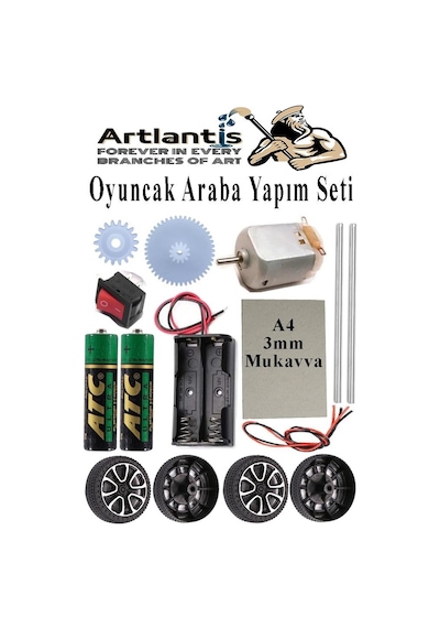 Oyuncak Araba Yapım Seti 1 Paket Plastik Tekerlek Deney İçin 2 Adet Metal Şaft Proje Deney Seti Dc Motor Çark Dişli Okul