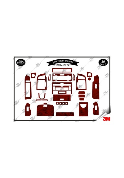 Chavrolet Captiva 2007-2012 Torpido Konsol Trim Göğüs Maun Kaplama Set 30 Parça Maun