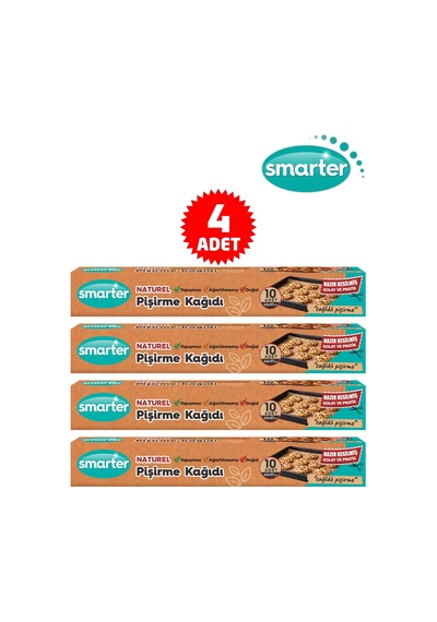Smarter Naturel Ağartılmamış 4 Paket Yağlı Pişirme Kağıdı 10 Lu X 4 Kahverengi