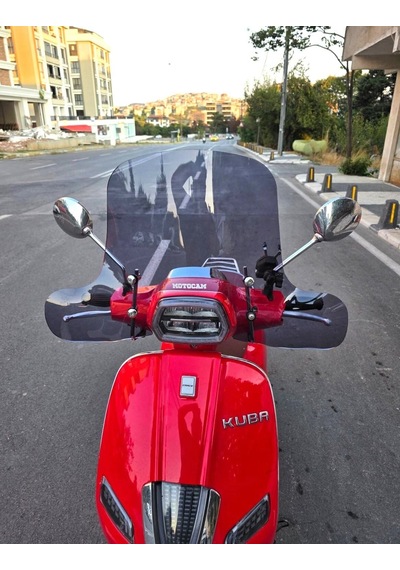 Motocam Küba Az 50 Ön Cam 2023-2026 Model 37cm Füme Renkli Elcikli Aparatsız